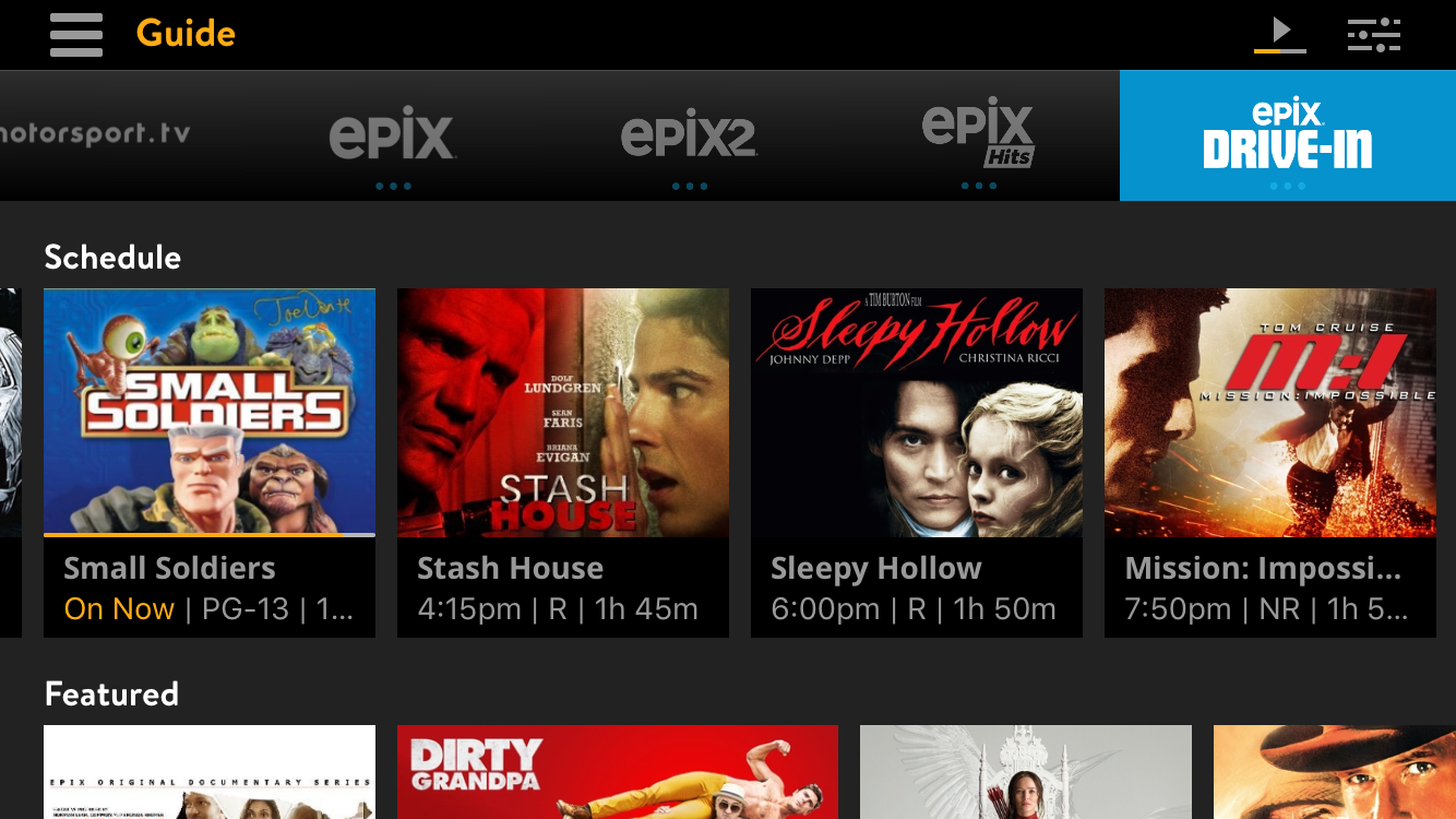 slingtv upcoming movies epix drive-in iphone