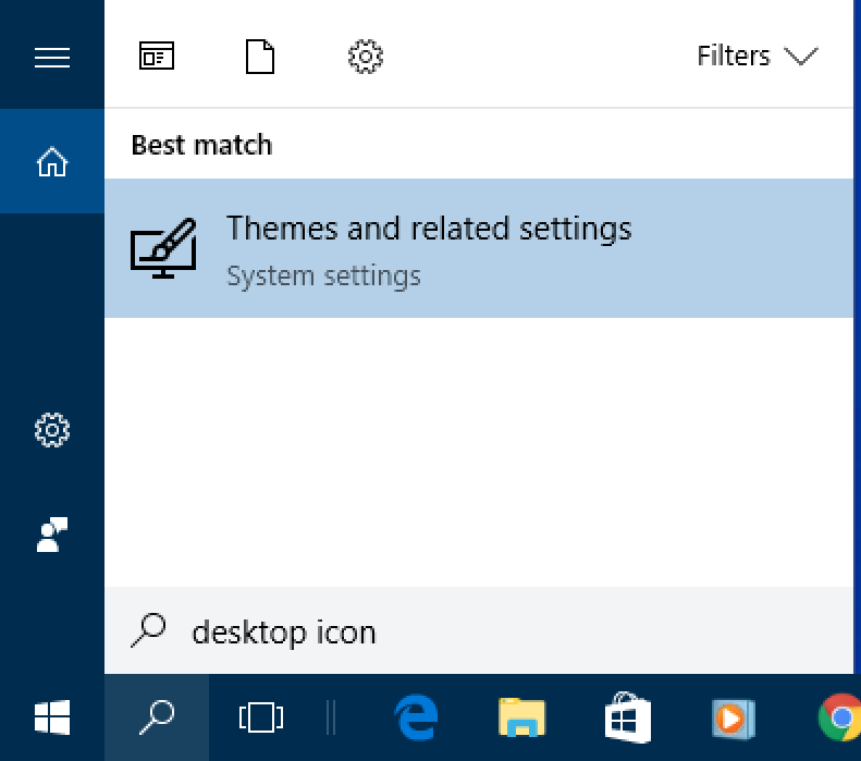 windows 10 win10 cortana search 'desktop icon'