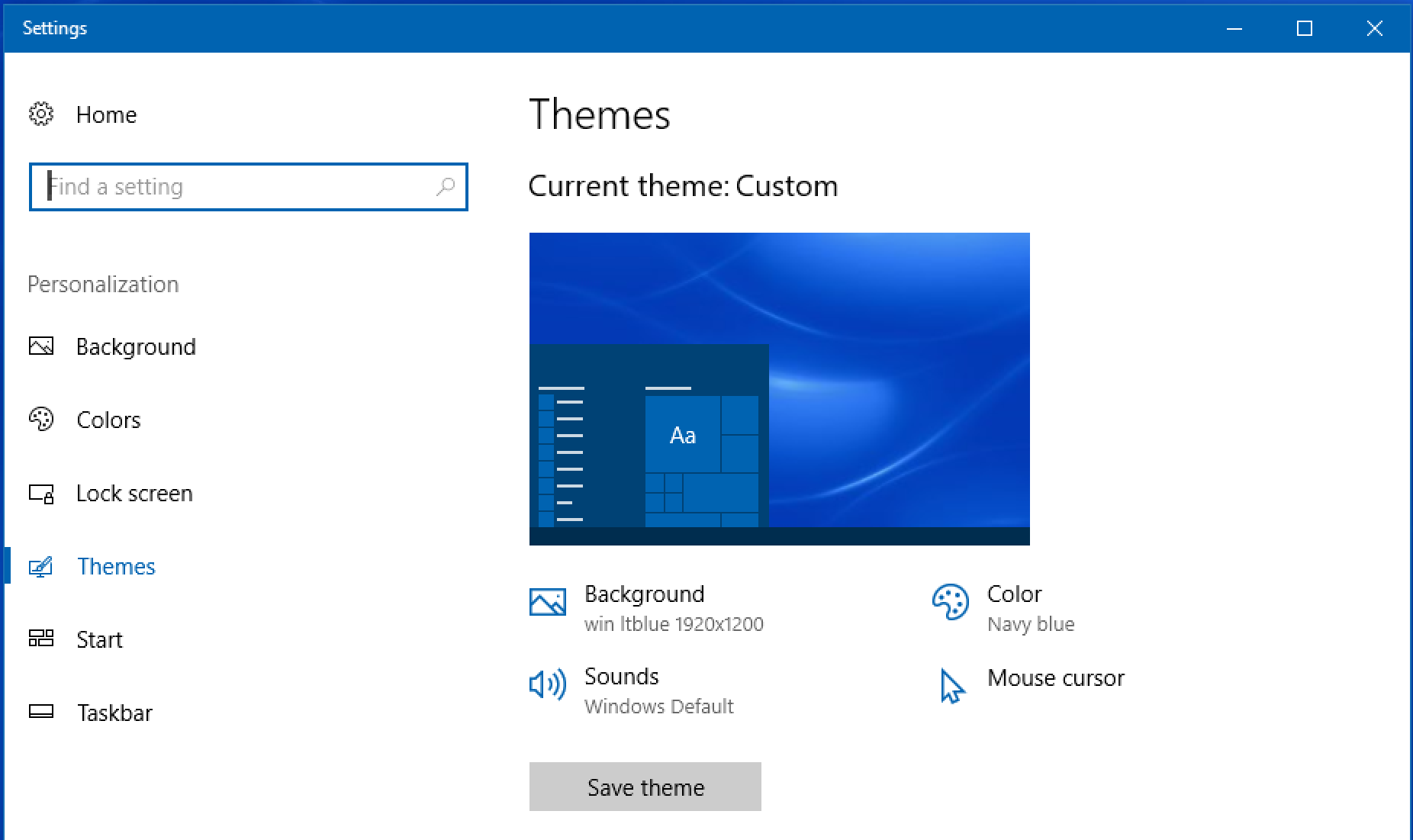 win10 desktop themes settings preferences