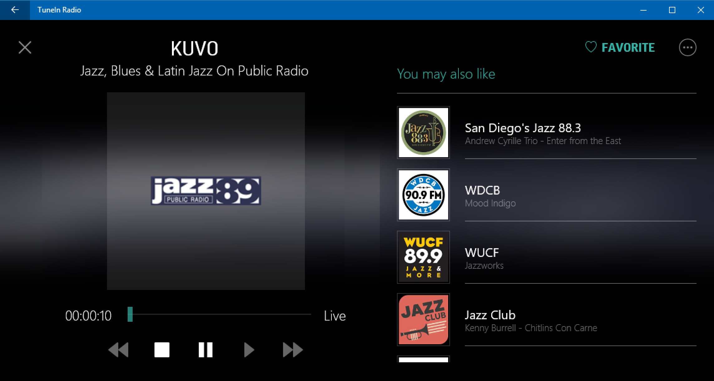 listening to kuvo jazz in tunein