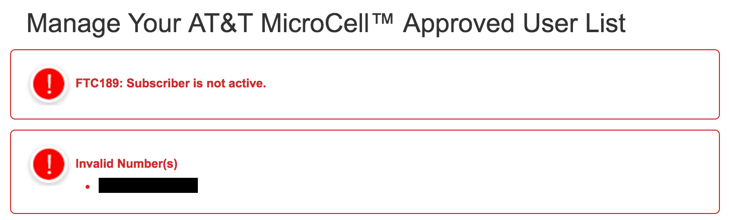 non-at&t number not supported, at&t microcell