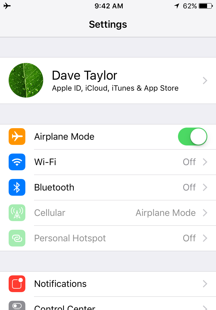 ios 10 iphone airplane mode enabled