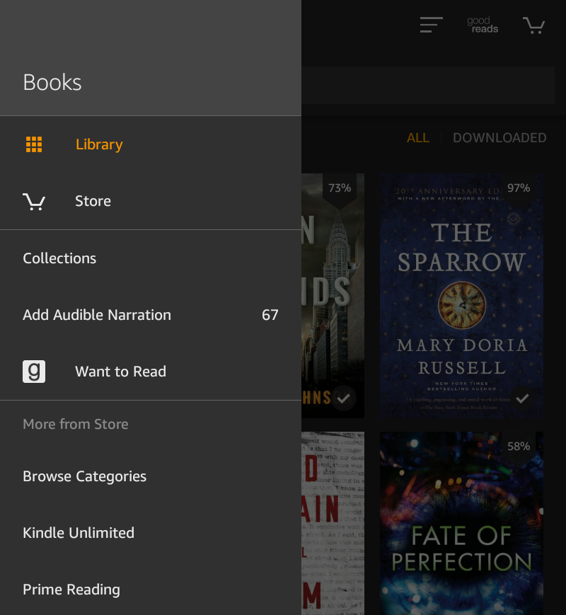 kindle fire app menu