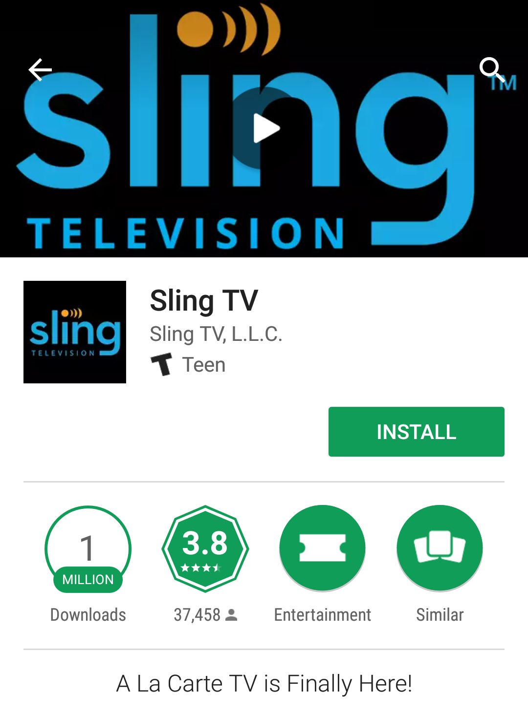 sling tv in google play store