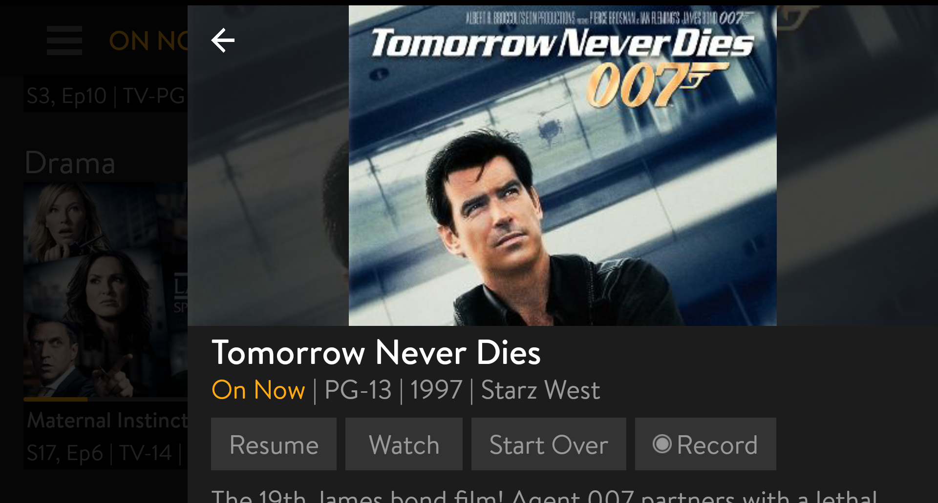 sling tv tomorrow never dies 007 movie streaming android