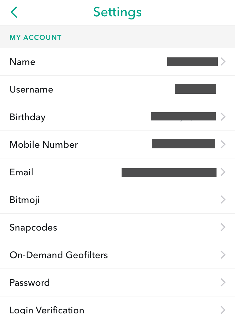 snapchat app account profile settings