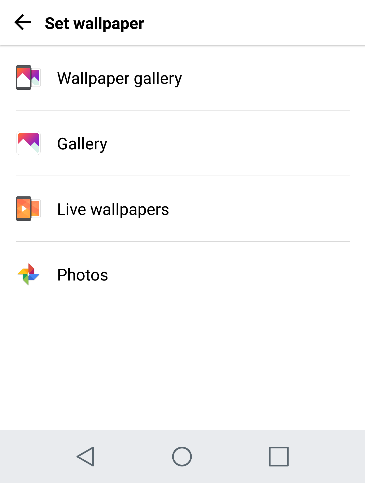 android wallpaper gallery options