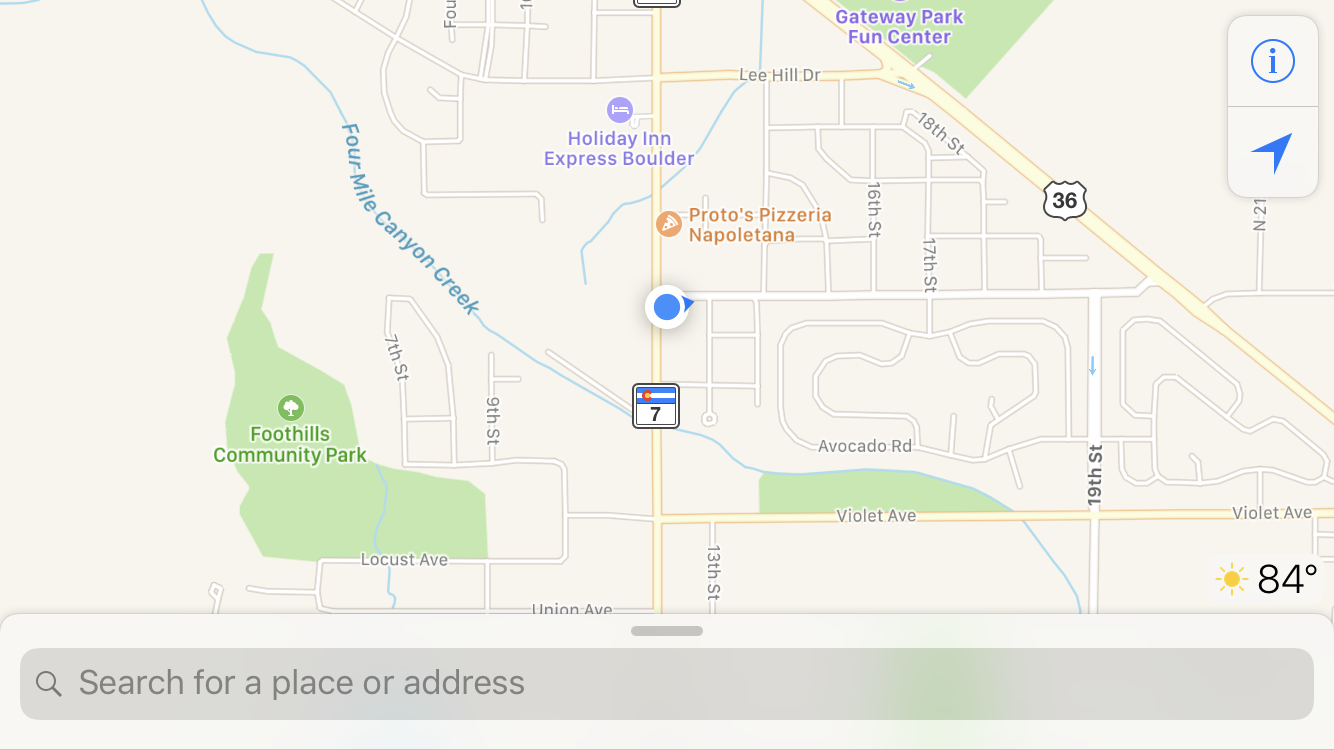 apple maps iphone current location boulder co