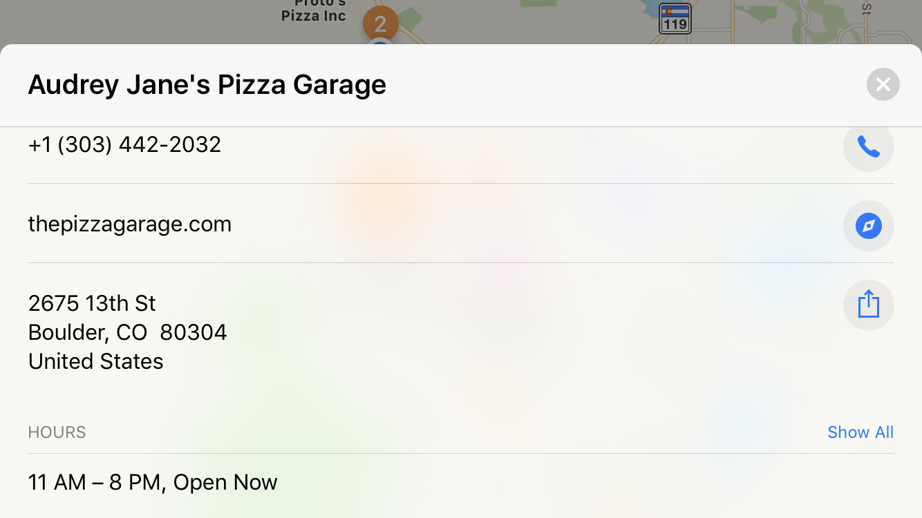 audrey jane's pizza garage hours address