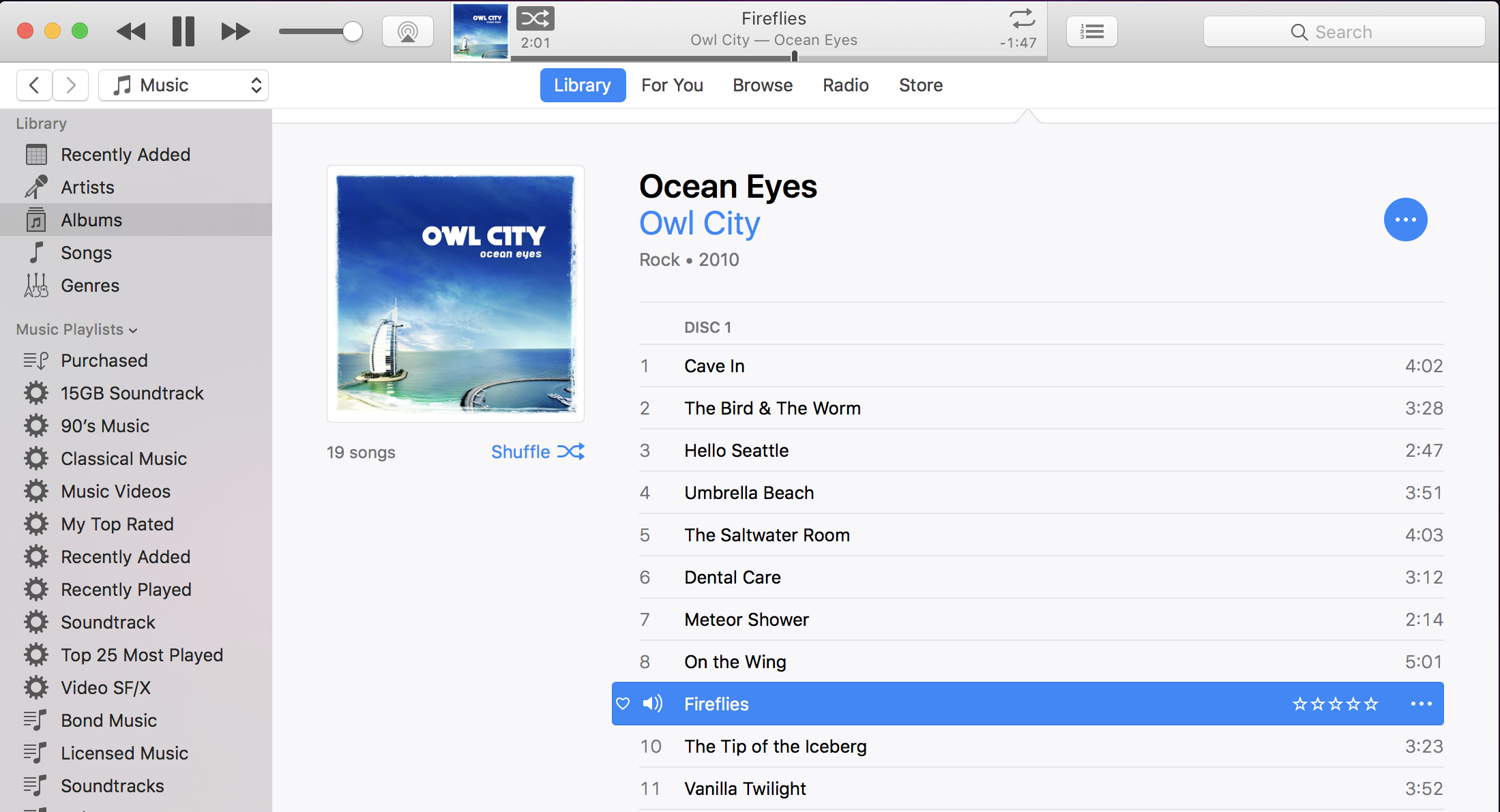 owl city fireflies in apple itunes mac