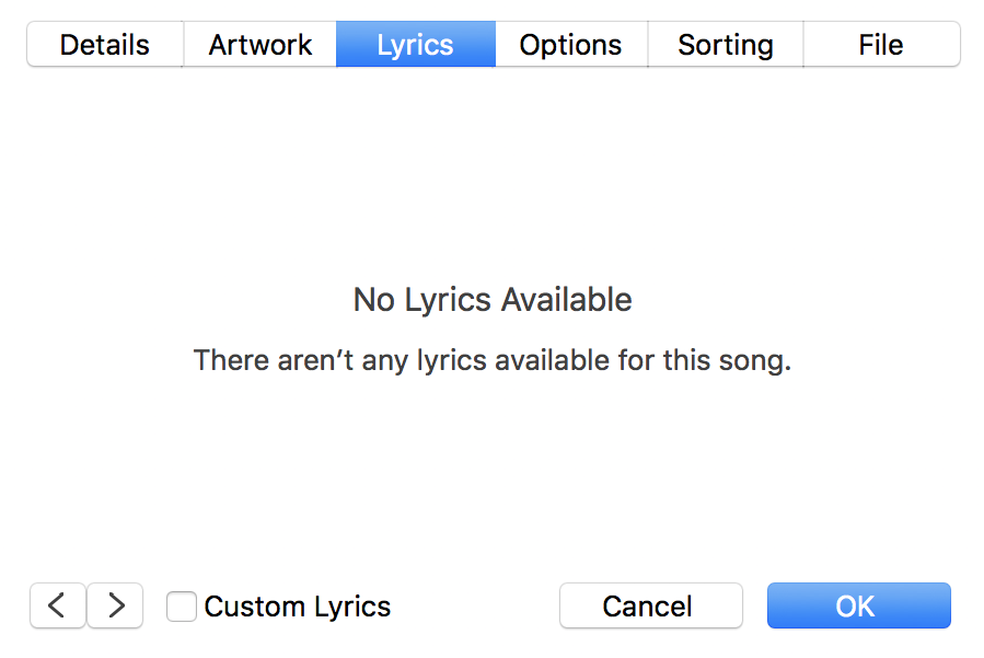 itunes no lyrics available