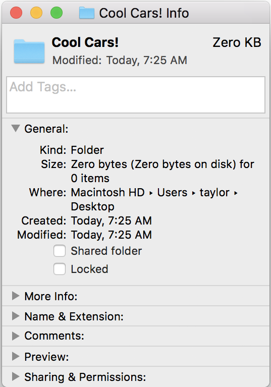 mac folder get-info window macos x