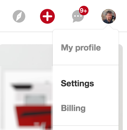 pinterest menu > settings