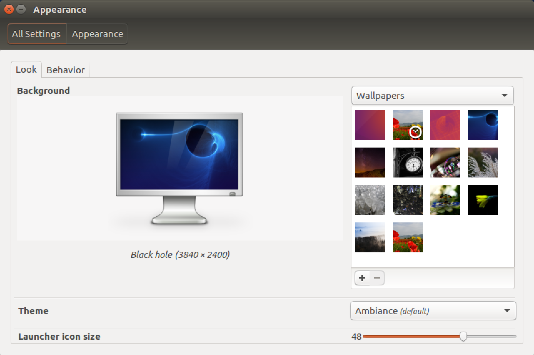 ubuntu linux desktop wallpaper settings preferences window
