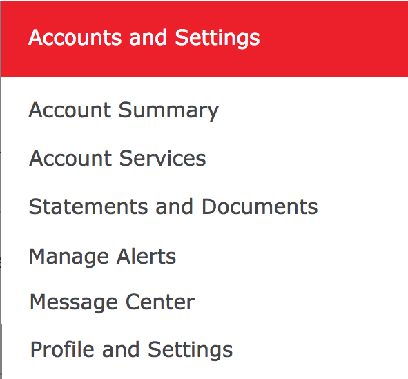 wellsfargo.com > accounts and settings menu