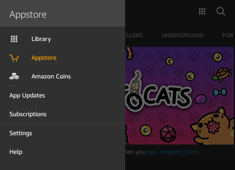 amazon kindle fire hd appstore menu