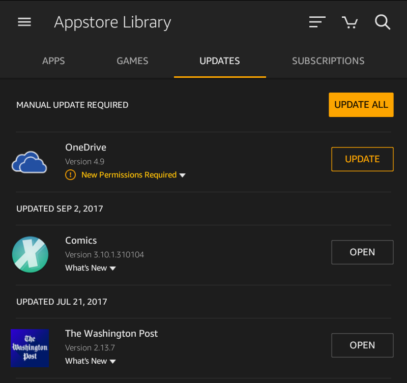 available app updates - kindle fire app - amazon appstore