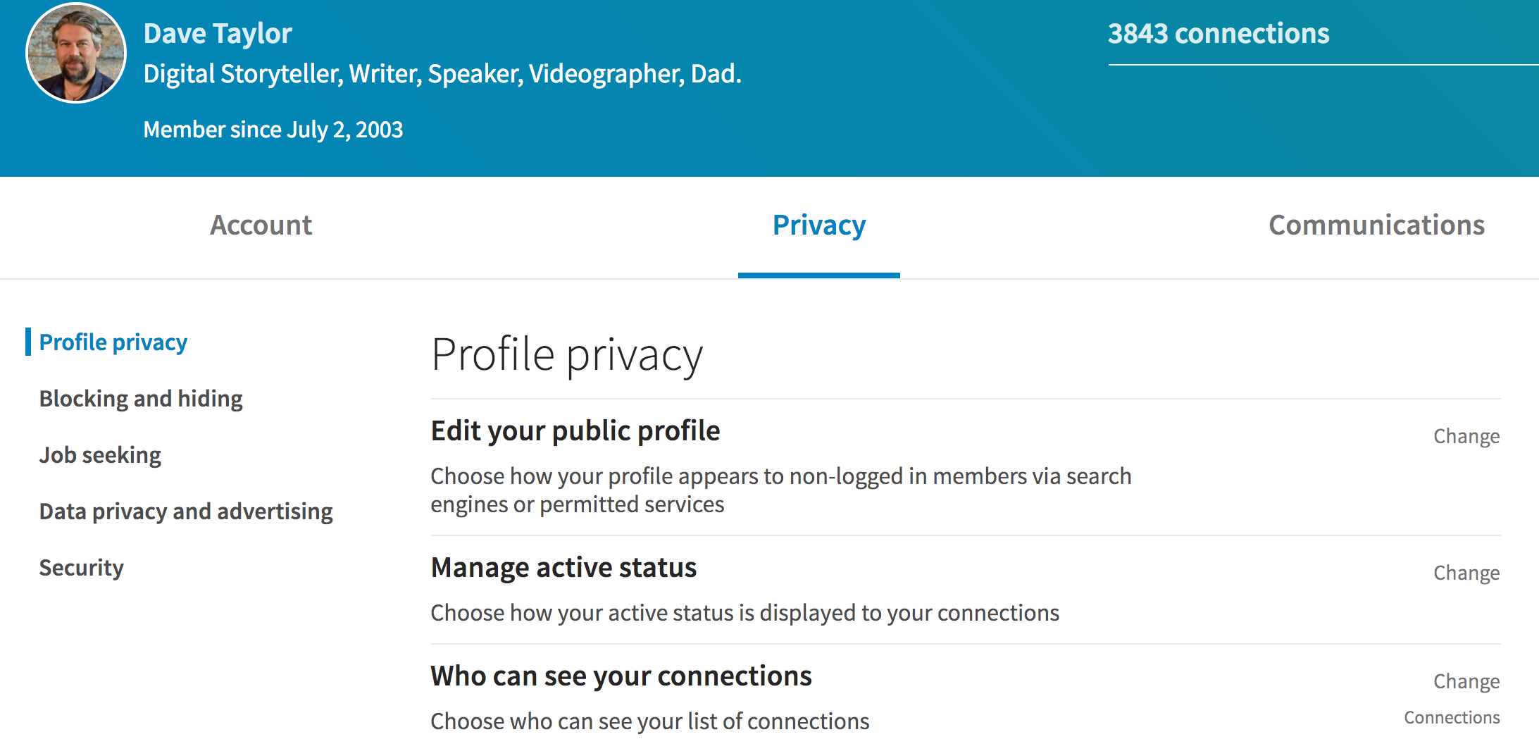 linkedin privacy settings