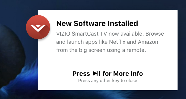 vizio tv software smartcast update