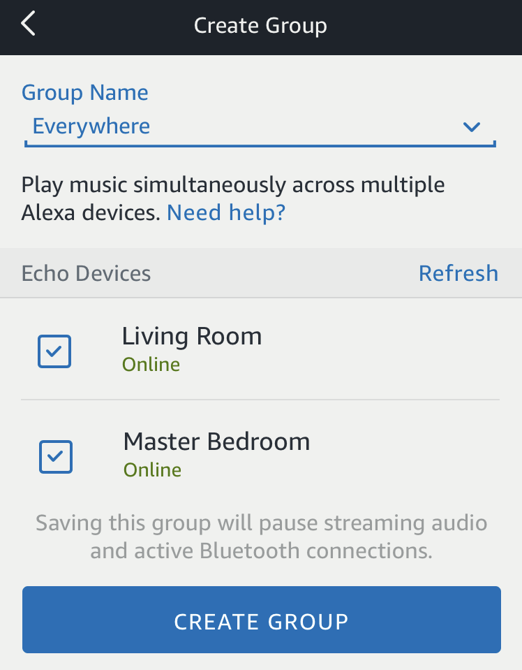 amazon alexa multi-room music - choose speakers echo