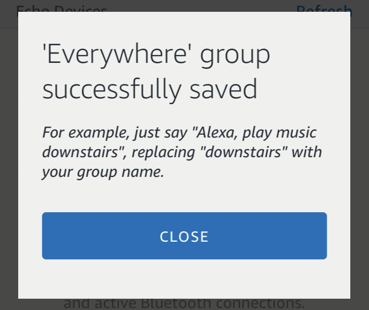 multi-room music group - amazon alexa echo - successfully saved