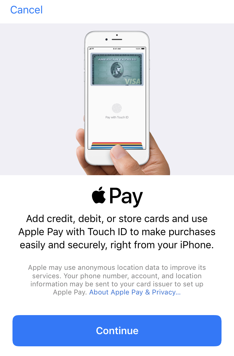 apple pay splash info screen