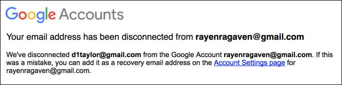 google gmail accounts connections disavow