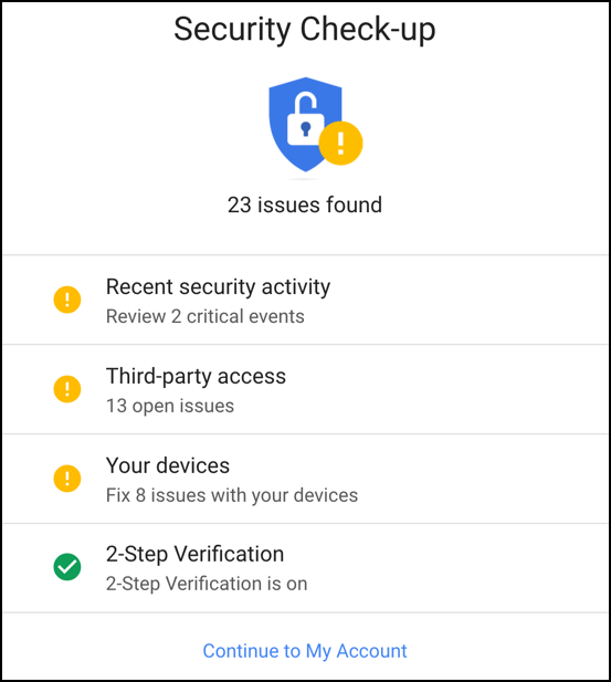 google gmail account security audit check