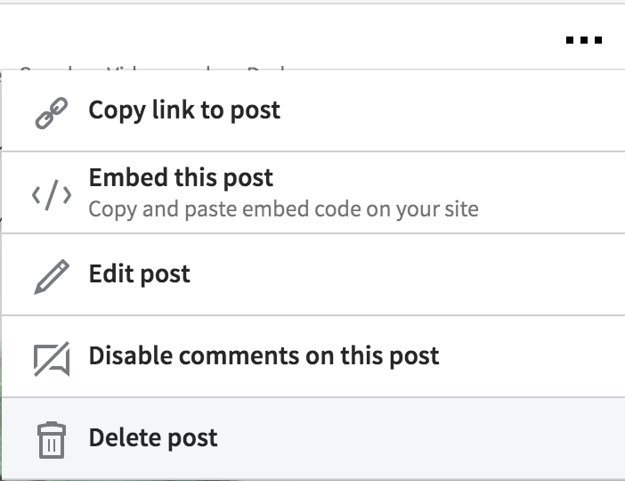 edit/delete linkedin post menu