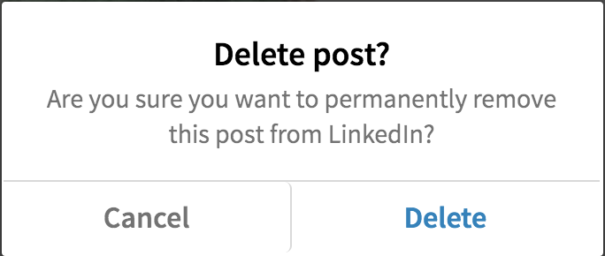 are you sure delete linkedin post