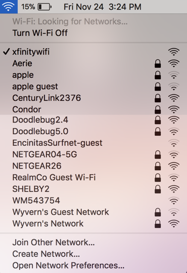 lots of wifi networks, I'm on xfinitywifi
