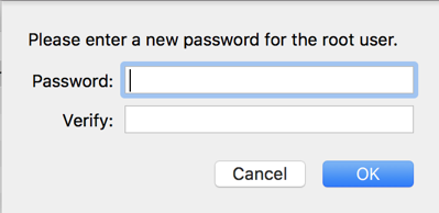 enter new password for root, mac macos