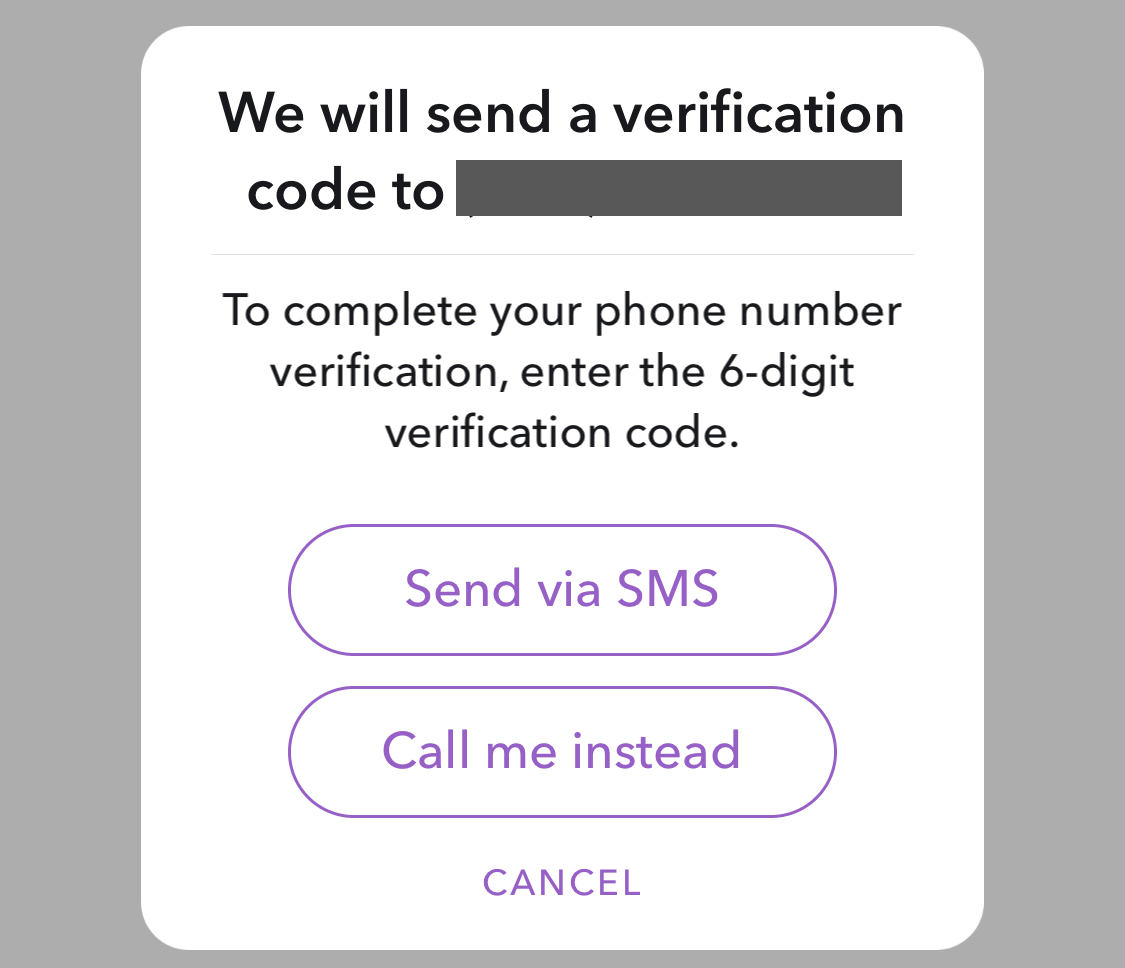 snapchat sending verification code
