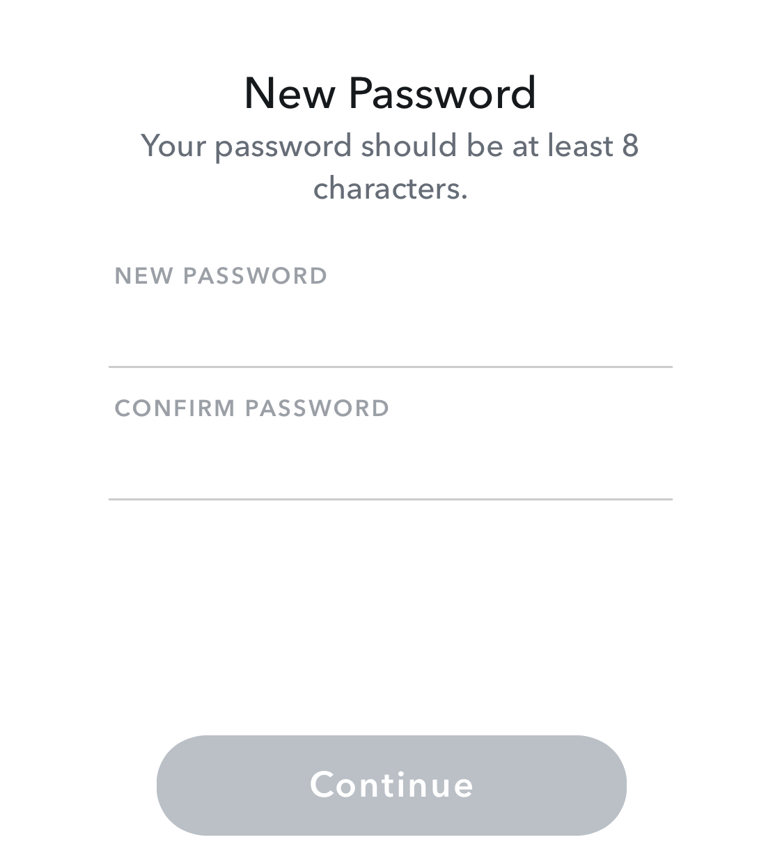 set new password snap snapchat