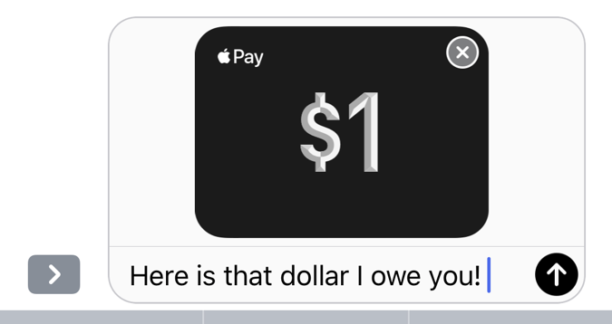 sending $1 via apple pay cash to a friend imessage messages