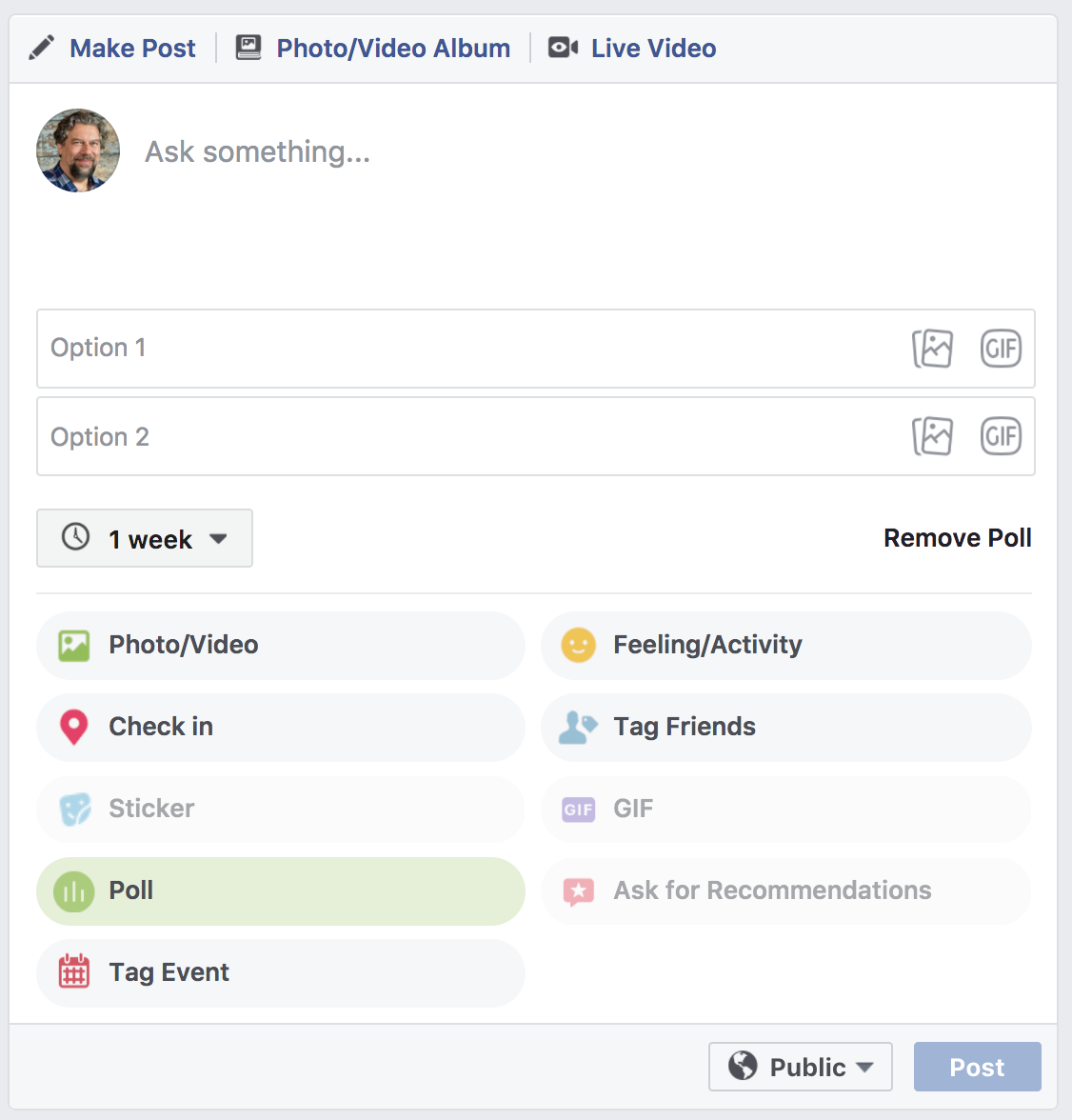 create facebook poll