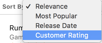 app store sort by
