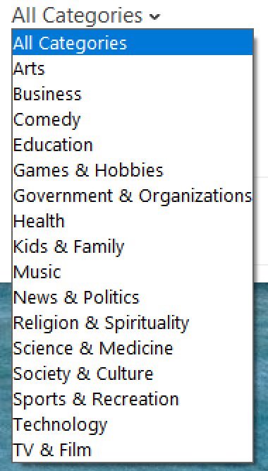 podcast categories