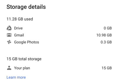 disk space freed up google drive gmail