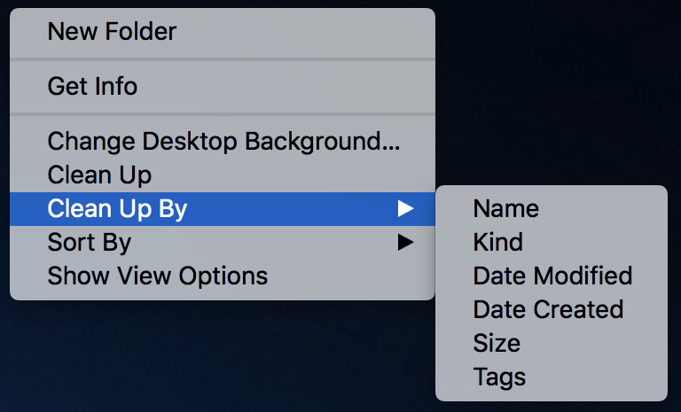 mac macos x clean up by name date kid size