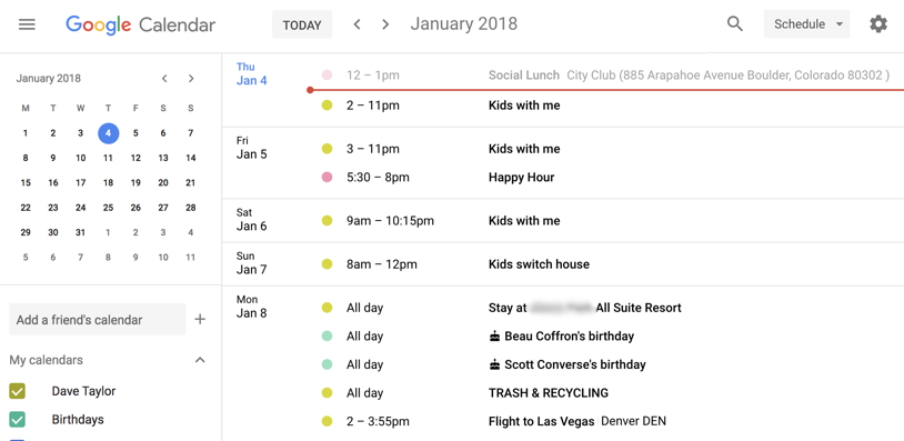 new google calendar agenda view