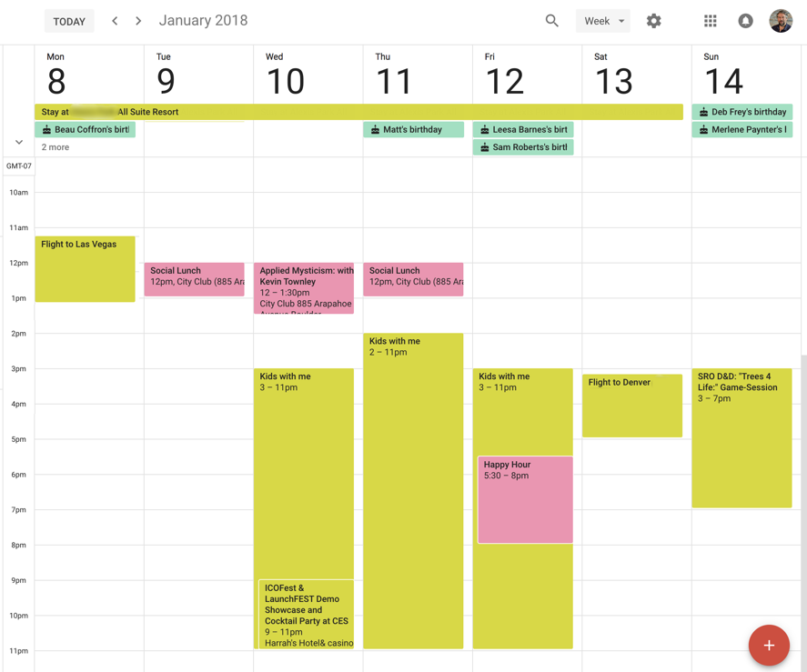 new google calendar week view