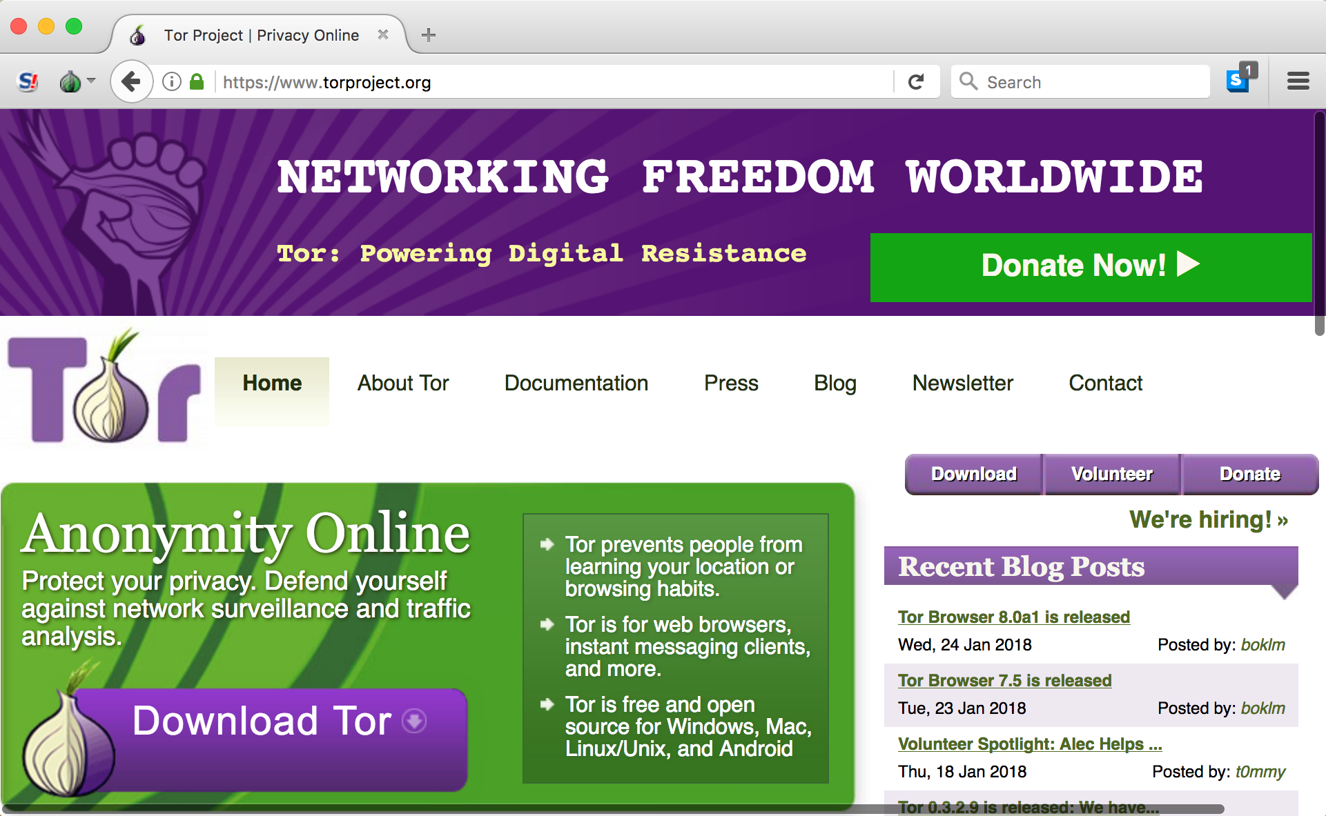 tor web browser project home page