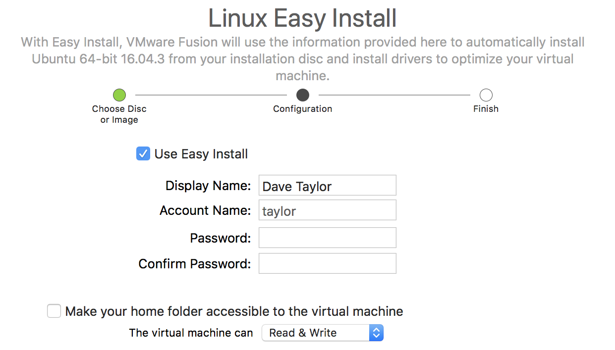 linux easy install vmware fusion