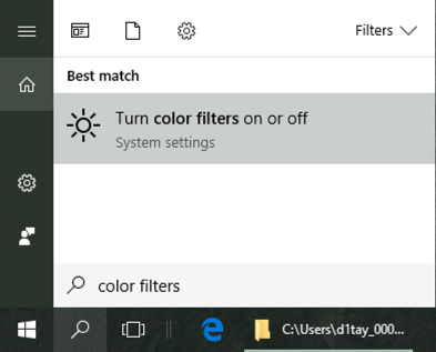 win10 start menu - color filters