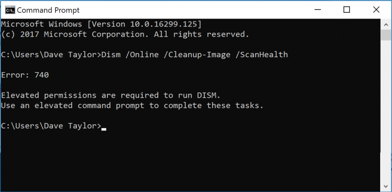 cmd elevated permissions are required
