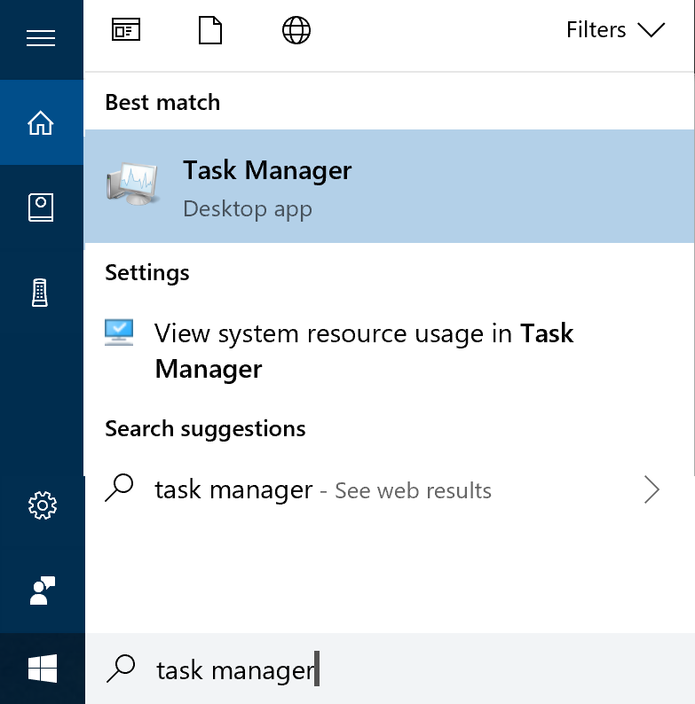 win10 task manager start menu cortana