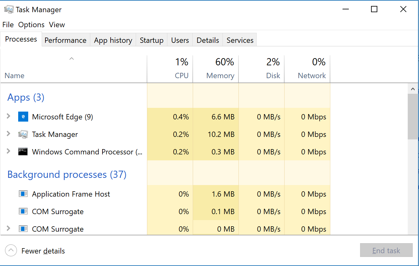 win10 task manager expert info view