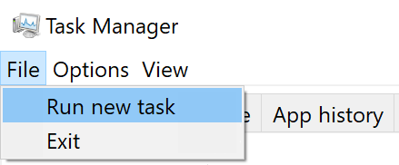 task manager - file > open new task