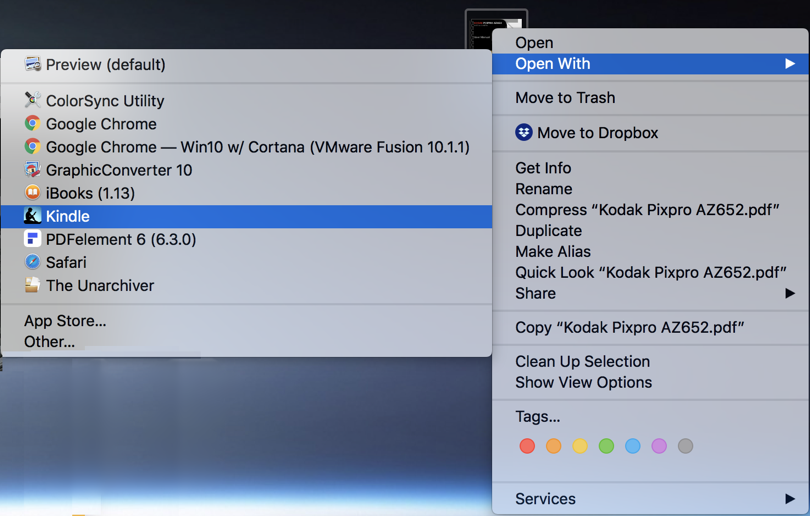 open with context menu - pdf - macos x mac